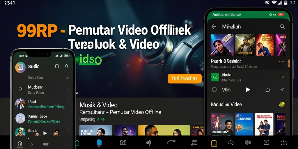 Antarmuka <strong>99RP</strong> yang user-friendly saat memutar video offline.