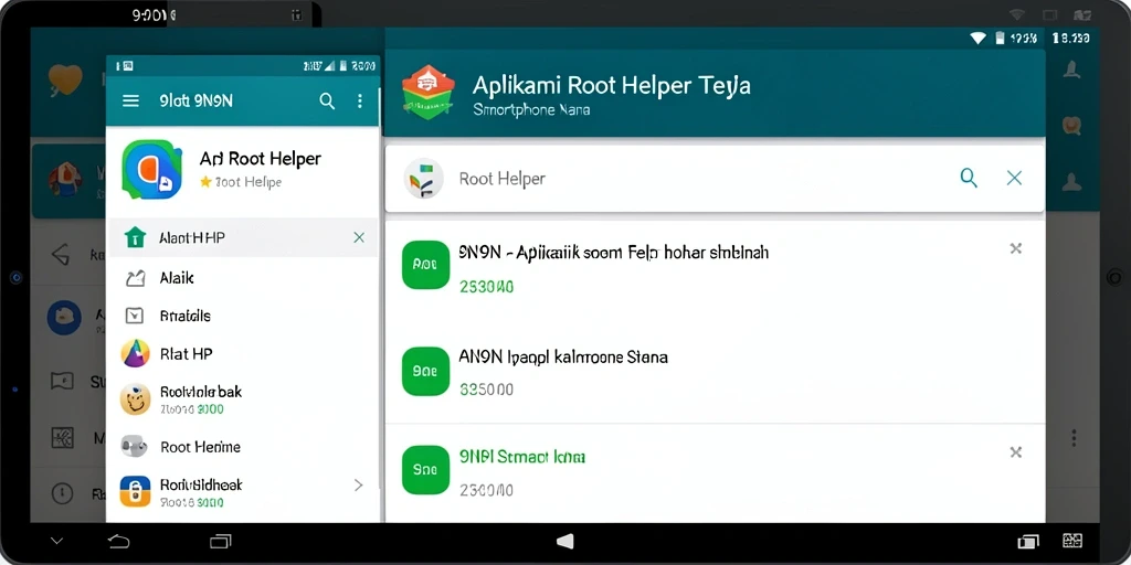 Antarmuka aplikasi 9N9N sebagai Root Helper yang intuitif.