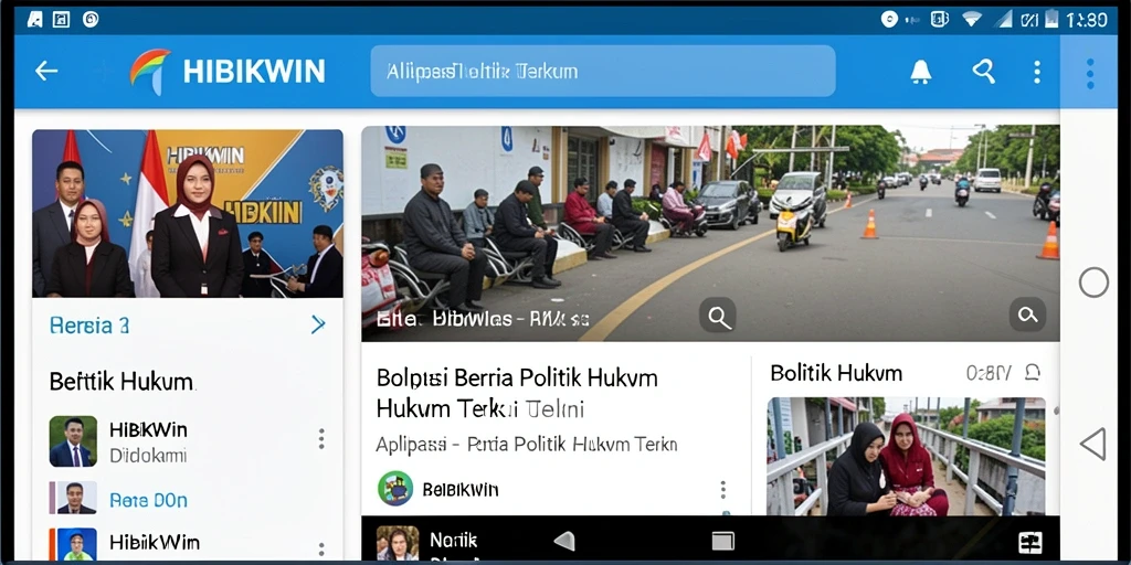 Tampilan antarmuka aplikasi HIBIKWIN untuk berita politik hukum.