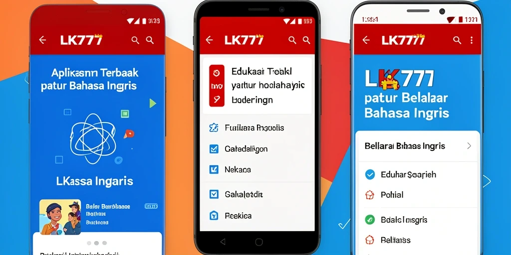 Tampilan antarmuka LK777 untuk belajar Bahasa Inggris.