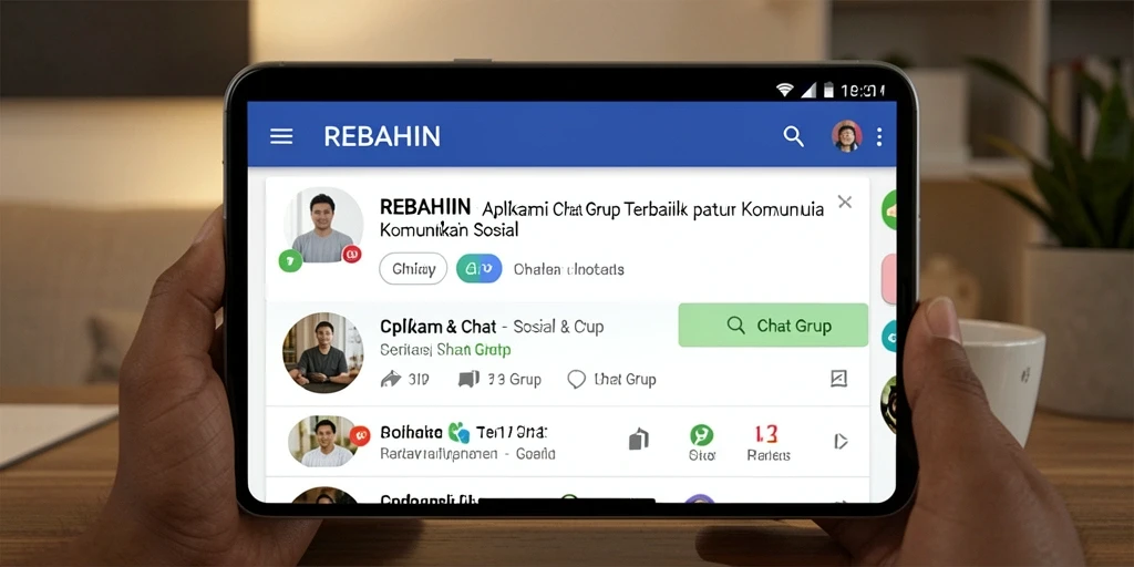Antarmuka REBAHIN yang sederhana dan menarik untuk Chat Grup.